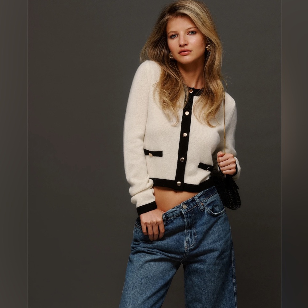 Reformation Becka Cashmere Cardigan Ivory - Size S